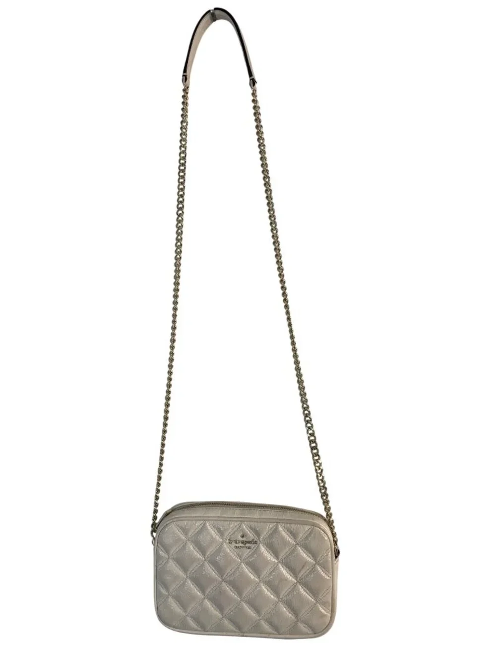 Kate Spade New York Quilted Crossbody Bag Metallic Gold Leather Chain Strap
